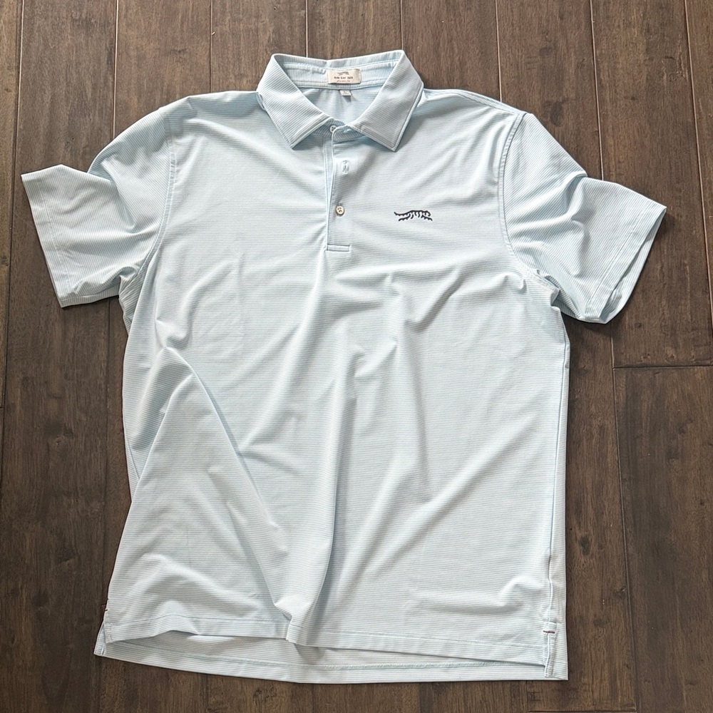 Sun Day Red Striped Golf Polo Aqua